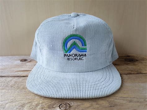 Panorama Mountain Resort Skiing Corduroy Hat Vintage 80s Light Gray