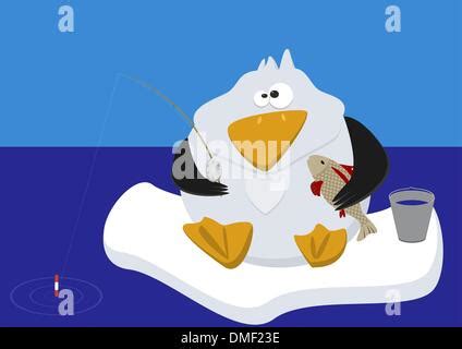 Cartoon Funny Penguin Fishing Stock Vector Image Art Alamy