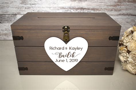 wood wedding card box  slot large wedding card box  lid