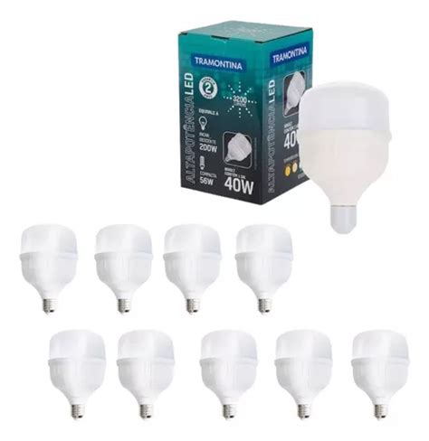 Kit 10 Lâmpadas Led Bulbo 40w E27 6500k Bivolt Tramontina