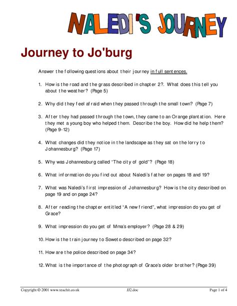 Naledi S Journey To Jo Burg Ks English Teachit