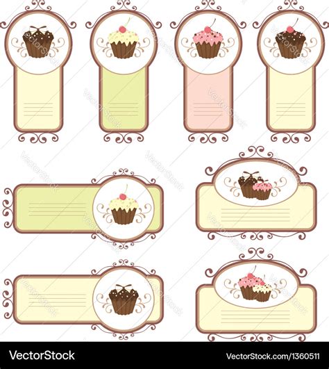 Set labels with cupcakes Royalty Free Vector Image