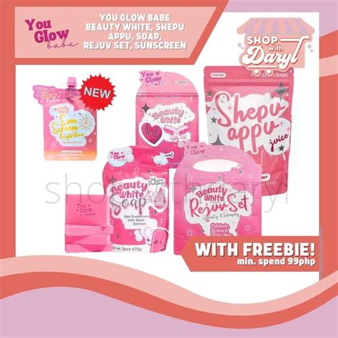 ON HAND YOU GLOW BABE Beauty White Shepu Appu Juice Beauty White Soap Rejuv Set Sunblock