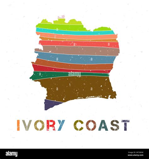 Ivory Coast Map Design Shape Of The Country With Beautiful Geometric