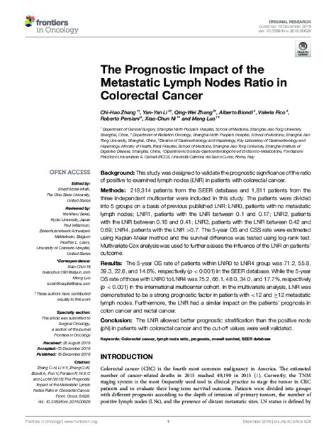 Pdf The Prognostic Impact Of The Metastatic Lymph Nodes Ratio In