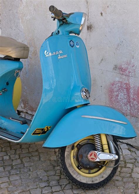 Blue Vintage Vespa Motorscooter Editorial Photo Image Of