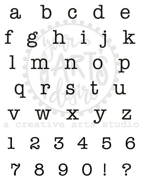 Alphabet Typewriter Lower Case And Numberspunctuation Your Arts