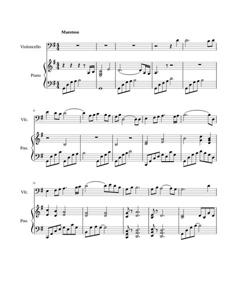 Memory Sheet Music For Piano Cello Solo