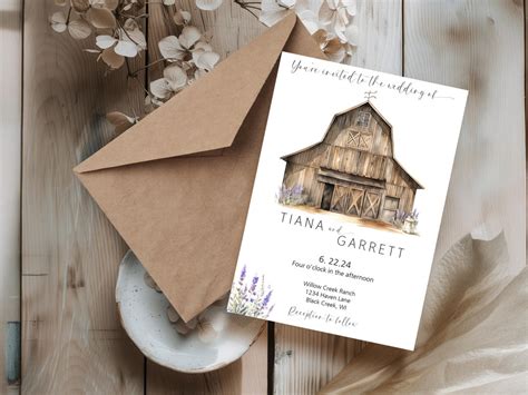 Rustic Wood Barn Wedding Invitation Printable Country Wedding Invite