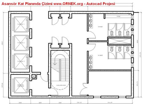 Asansör Kat Planında Çizimi dwg projesi Autocad Projeler