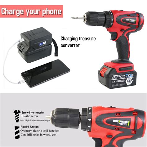 New V Rechargeable Cordless Power Impact Drills Electric Drill One