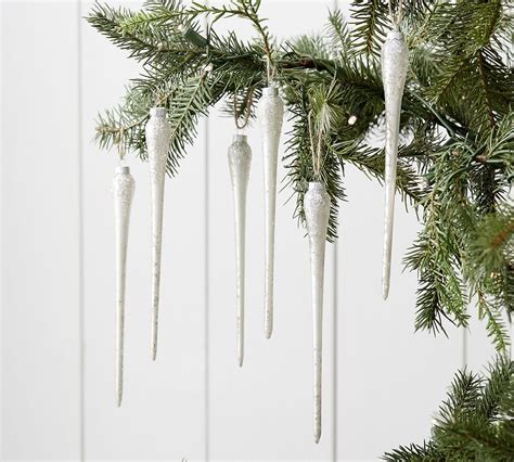 Mercury Glass Icicle Ornament Set Of 6 Pottery Barn