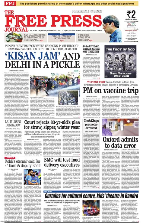 The Free Press Journal Mumbai November 27 2020 Newspaper