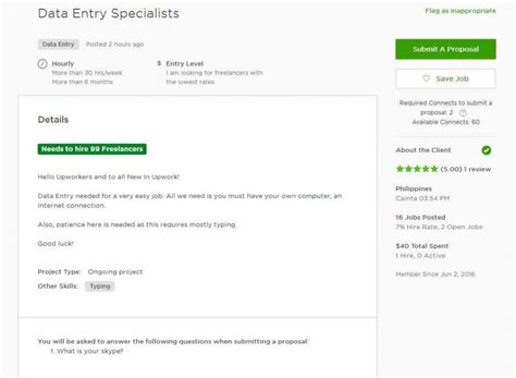 Upwork Proposal Cover Letter for Data Entry