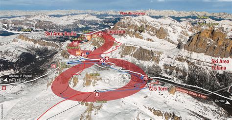 BERGFEX Plan De Piste Lagazuoi 5 Torri Passo Falzarego Carte