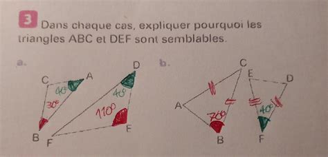 Ex 3 Dans Chaque Cas Expliquer Pourquoi Les Triangles ABC Et DEF Sont