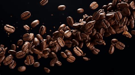 Premium Ai Image Falling Roasted Coffee Beans Chaotic Motion