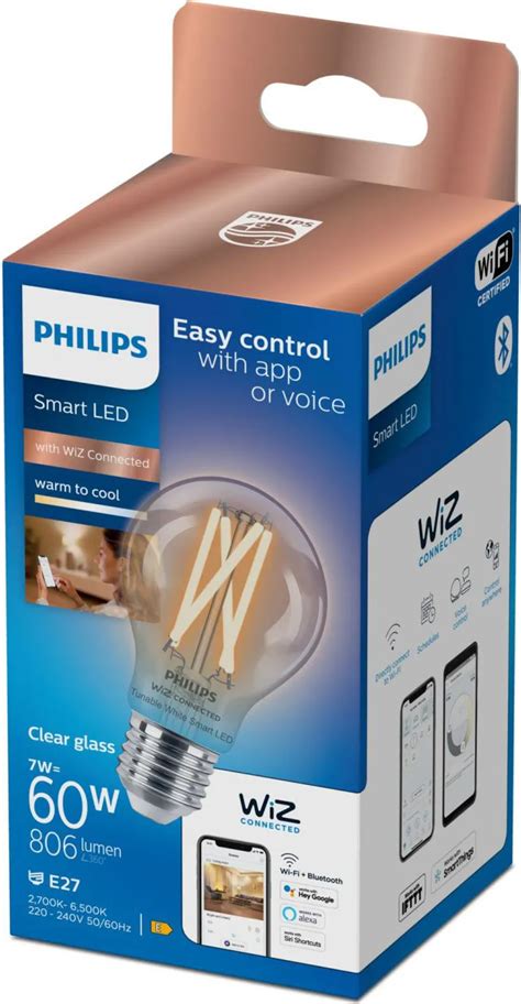 Philips Led Lampadina Smart Filament Dimmerabile Luce Bianca Da Calda A