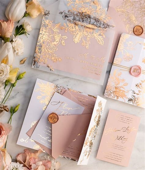 Wedding Invitations Gold Rose Gold Silver Glitter 3 Frameg Z