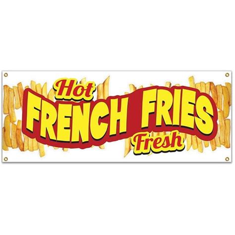 Signmission 48 In Hot Fresh French Fries Banner With Concession Stand