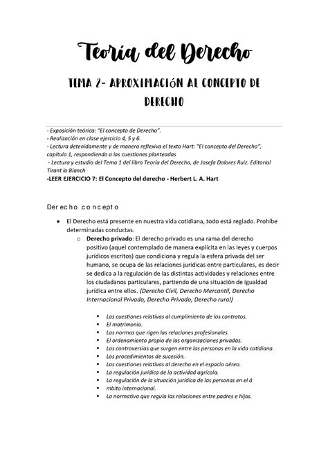 Apuntes Teoría Del Derecho Tema 2 Aproximación Al Concepto De