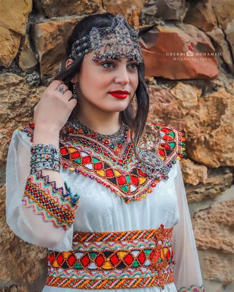 Algerian Traditional Kabyle Dress With Traditional Kabyle Jewelry