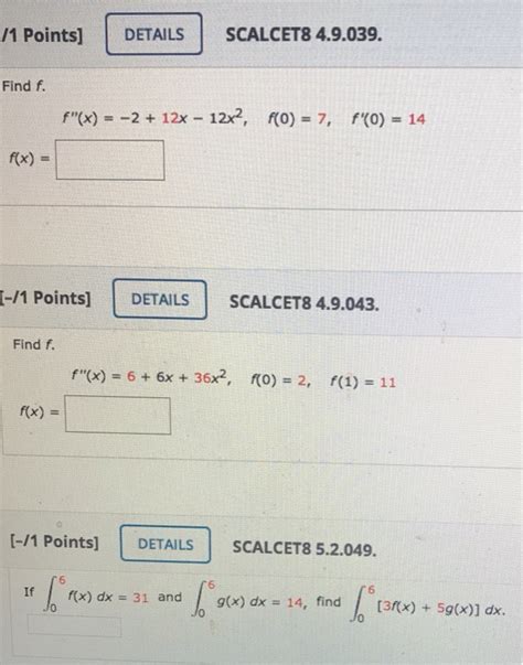 Solved Points Details Scalcet Find F F X Chegg