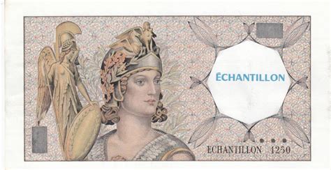 Banknote France 50 Francs Athena Echantillon 1250 Type 50 F