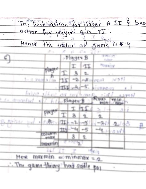 Solution Two Person Zero Sum Game With Saddle Point Notes Studypool