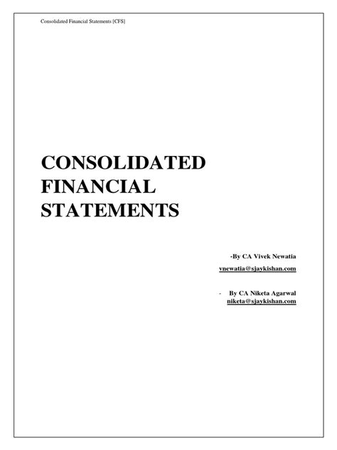 Consolidated Financial Statements Pdf Consolidation Business Goodwill Accounting