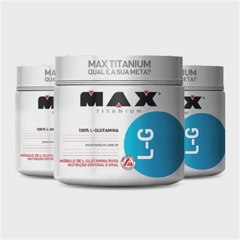 Combo 3x L G Glutamina 300g Max Titanium No Shoptime