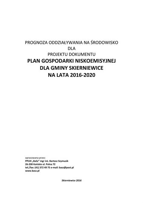 Pdf Prognoza Oddzia Ywania Na Gmina Skierniewice Analiza Swot