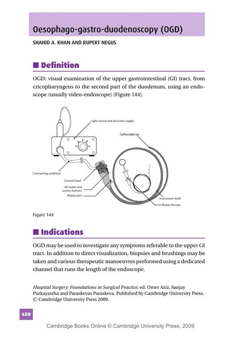 Oesophago Gastro Duodenoscopy Ogd Hospital Surgery