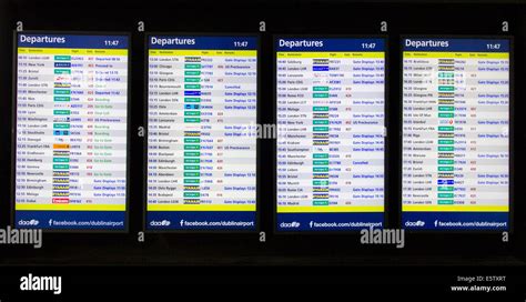 Airport departures information board at Dublin airport Stock Photo ...