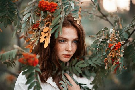 Blue Eyes Freckles Model Girl Redhead Face Woman Wallpaper