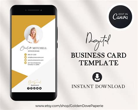 Digital Business Card Design Canva Template Real Estate Business Card