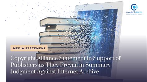 Support Of Publishers As They Prevail In Summary Judgement Against