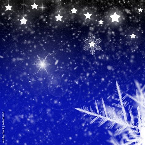 Sternenhimmel mit Schneeflocken - Starry Sky With Snowflakes Stock Illustration | Adobe Stock