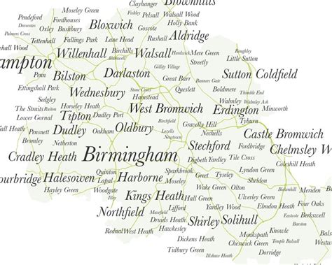 West Midlands County Map // Framed Map of West Midlands // Minimal ...