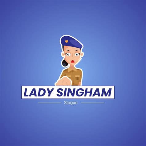 Plantilla De Logotipo De Mascota Vectorial Lady Singham Vector Premium