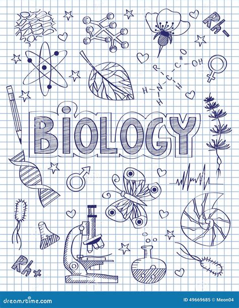 Hand Drawn Biology Set Stock Vector Image 49669685