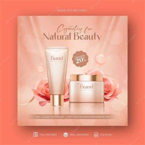 Premium Psd Cosmetics Beauty Products And Makeup Social Media Post