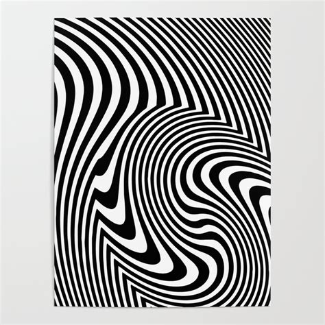 Optical Illusion Op Art Black And White Poster by LebensARTdesign ...