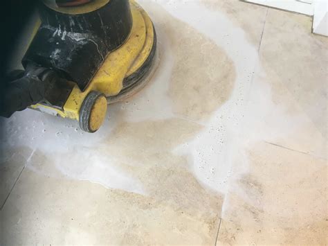 Cleaning Polishing And Sealing A Travertine Tiled Kitchen Floor In