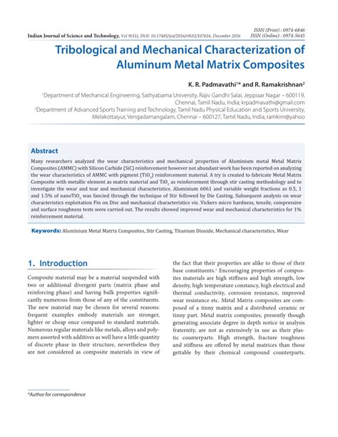 PDF Tribological And Mechanical Characterization Of Aluminum Metal