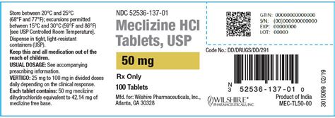 Meclizine - FDA prescribing information, side effects and uses