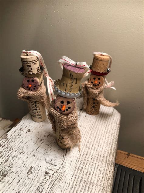 Wine Cork Snowman Ornament Etsy Canada Wine Cork Crafts Christmas Cork Crafts Christmas