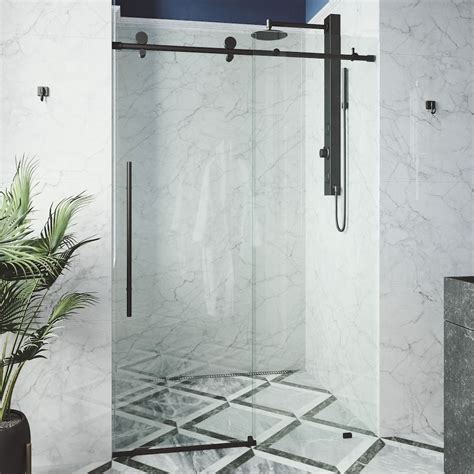 Vigo Elan E Class 56 To 60 In X 76 In Frameless Sliding Shower Door In Matte Black With