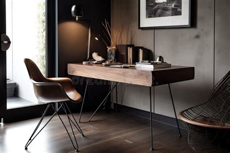 Industrial Desk, with Metal Legs and Minimalist Design, in Sleek Office ...