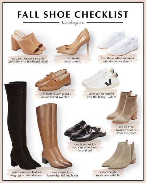 Fall Shoe Checklist Lauren Kay Sims Fall Essentials Fall Shoes Fall